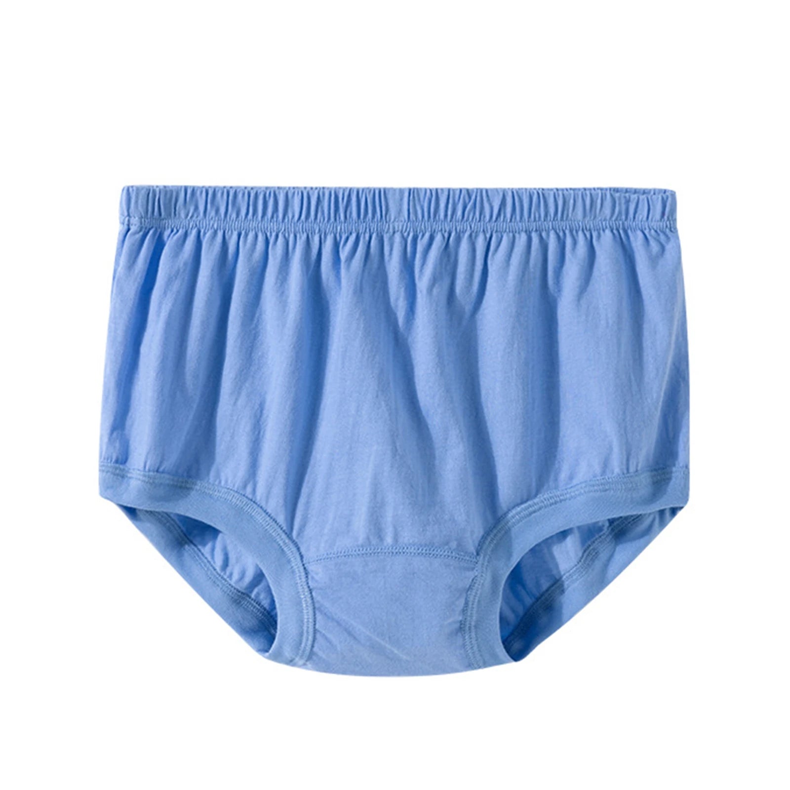 Men's Cotton Solid Color Loose Fit Elastic High Waisted Shorts Basic Casual Breathable Briefs Soft Comfy Underwear Qme Light Blue L