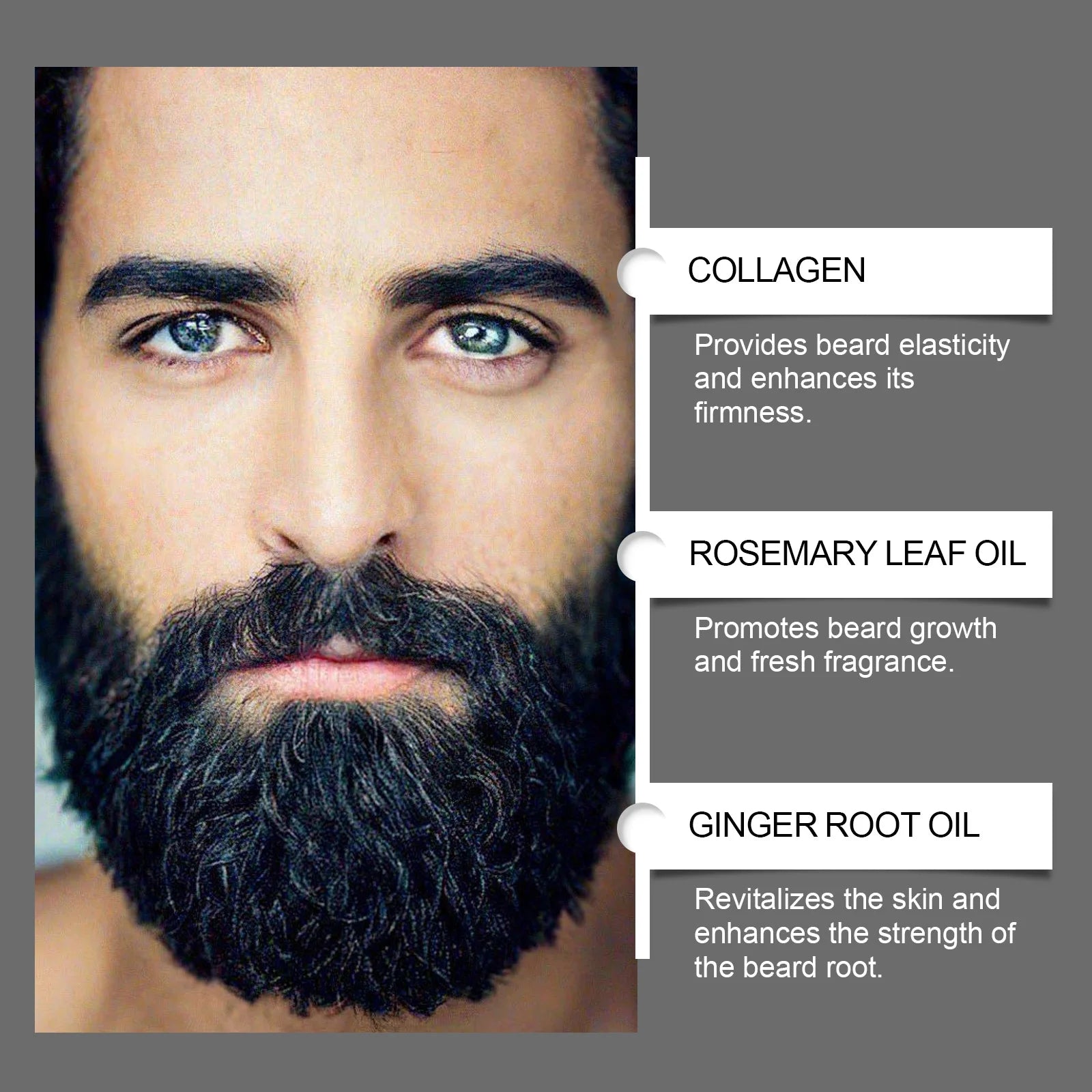 Beard Thickening Care Oil with Roller Ball 0.25mm Strengthen Hair Roots Nourishing Soften Beard Oil for Men Grooming Beard Care Qme