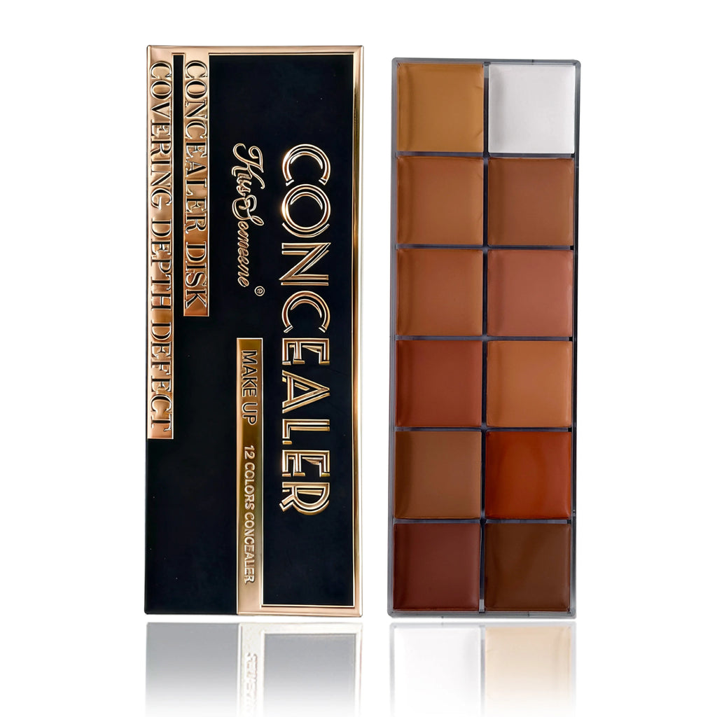 12 Color Concealer Dark Skin Waterproof Full Cover Foundation Make-Up Beauty Makeup Face Makeup Sunscreen Powder Blusher Eye Qme