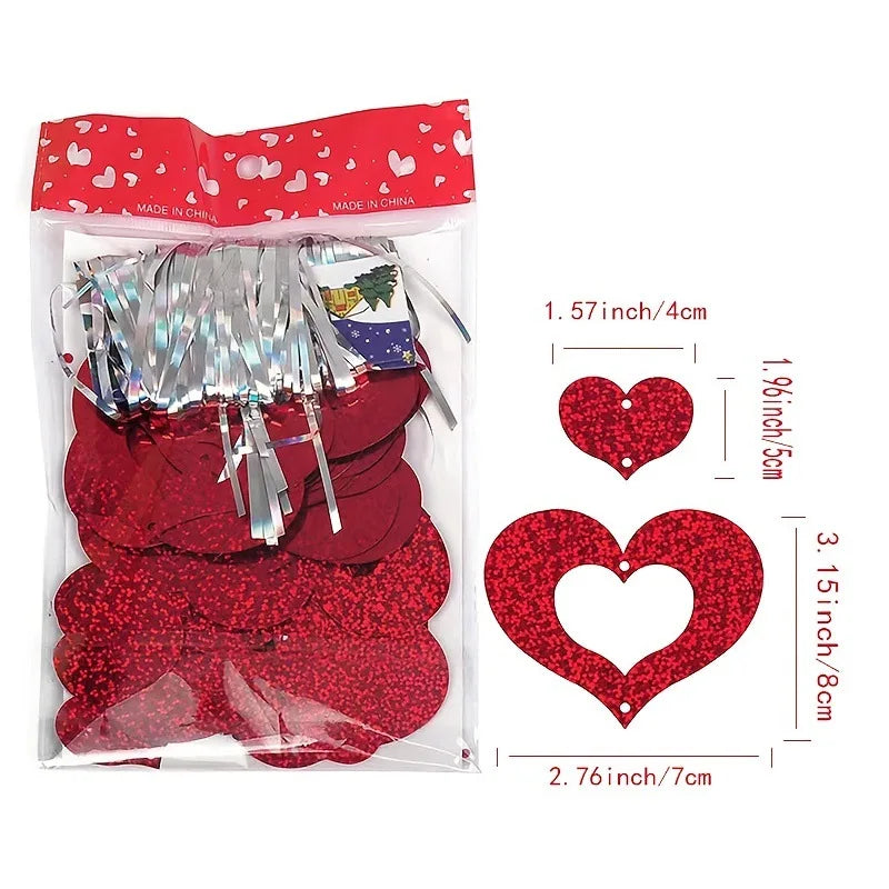 100Pcs Rain Silk Pendant Decoration Balloon Party Decoration Venue Layout Heart-shaped Balloon Sequin Pendant Decoration Qme Red