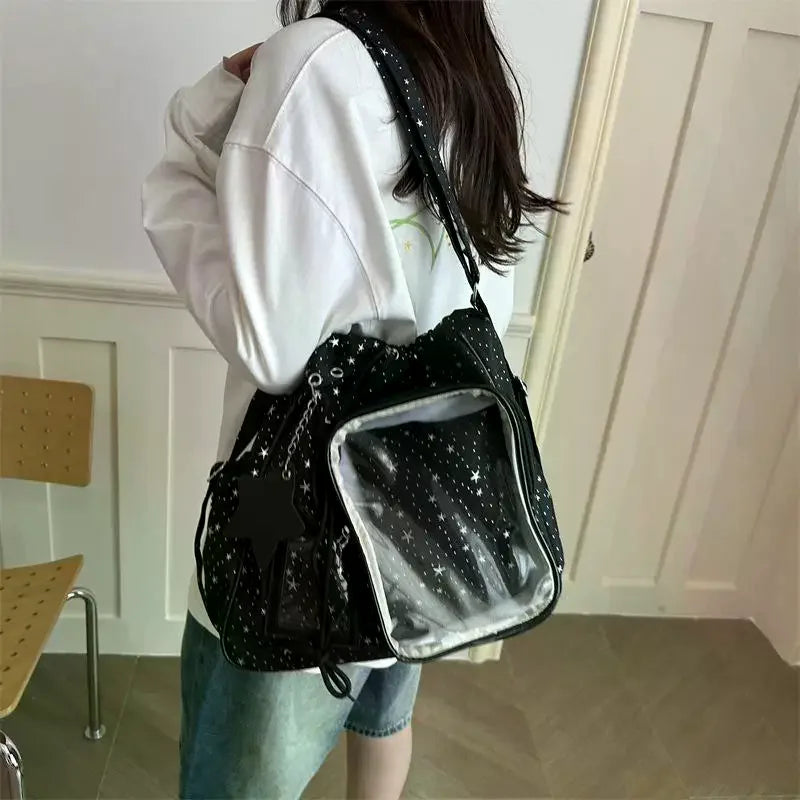 Large-capacity Student Pentagram Backpack, New Style Double-shoulder Bag, College-style Bag, Bag For Female High School Qme