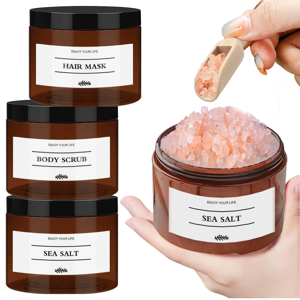 Bath Salt Storage Container Reusable Amber Hair Mask Sea Salt Body Scrub Dispenser Box Bathroom Shower Salt Case Qme
