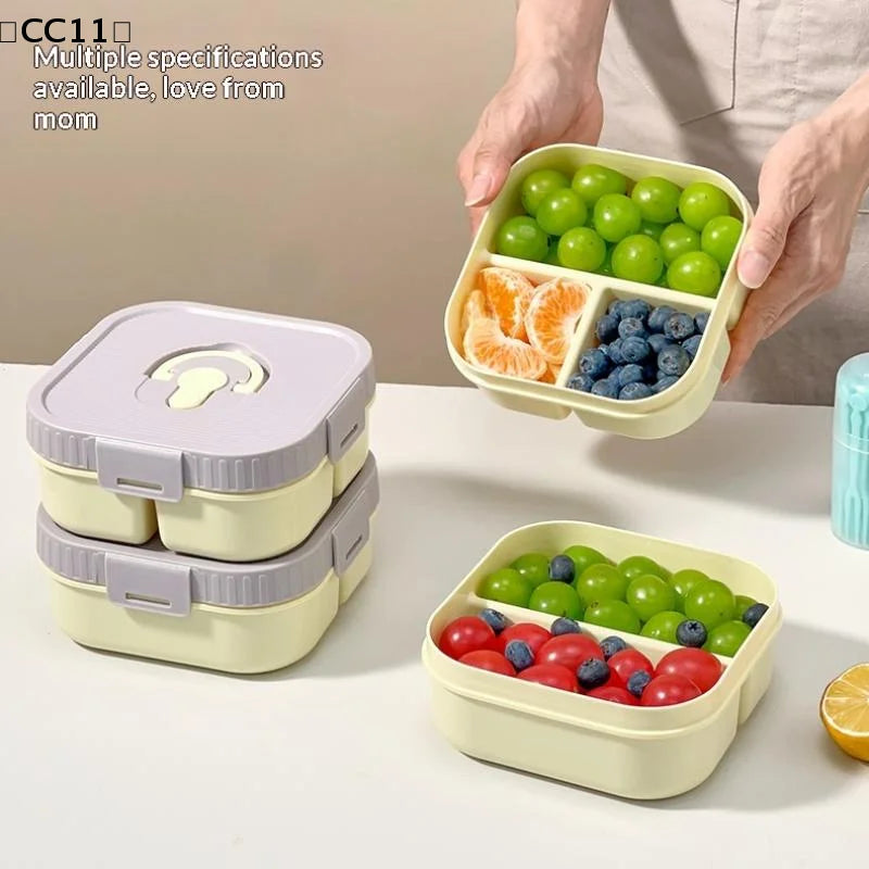 Portable Plastic Lunch Box Compartment Microwave Safe Fruit Salad Qme