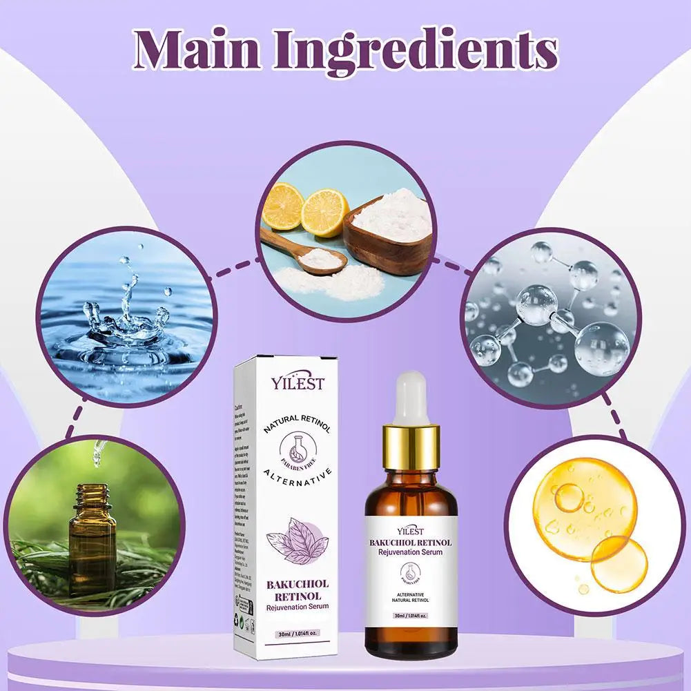 1/2PCS Bakuchiol Retinol Rejuvenation Serum For Face Minimize Wrinkle Retinol & Vitamin Face Serum Korean Firming Skin Care Qme