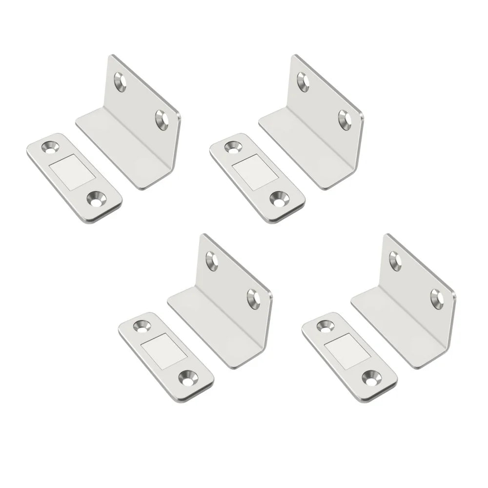 10-1PCS L-shaped Magnetic Door Closer Self-adhesive Invisible Cabinet Door Suction Wardrobe Magnetic Strip Patch Door Stopper Qme Silvery 4pcs