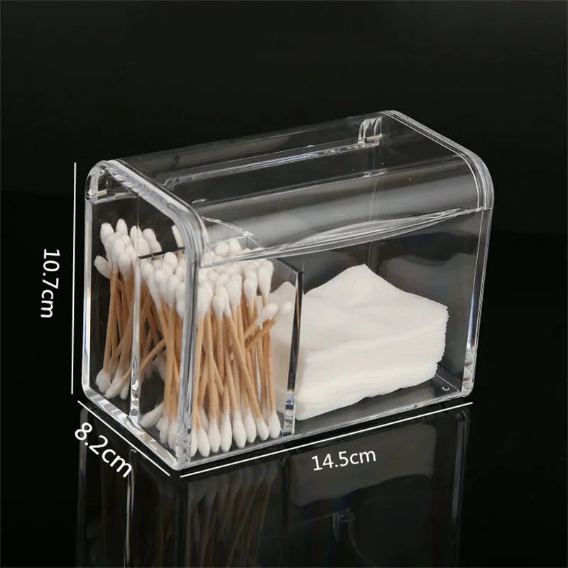 Swabs Storage Containers Lid Transparent Cotton Swab Holder Dustproof Qme Transparent