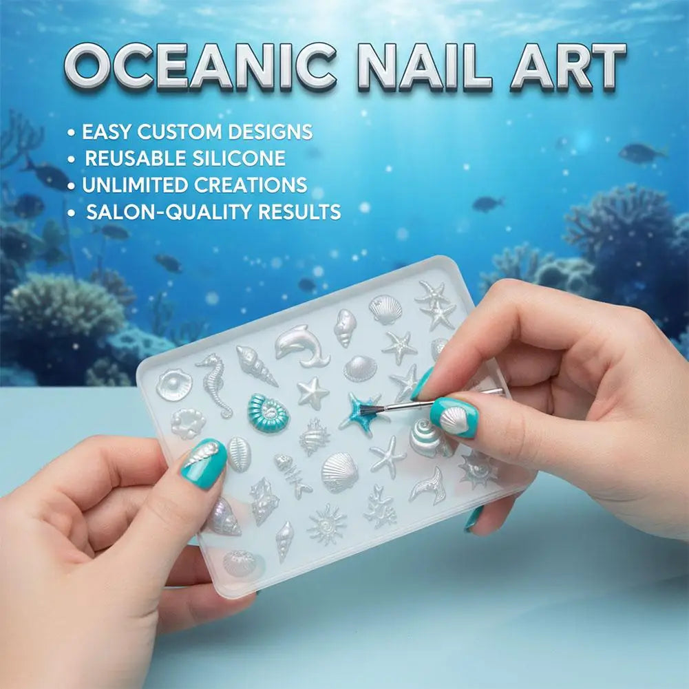 Marine Animals Design Nail Art Molds DIY 3D Summer Silicone Qme