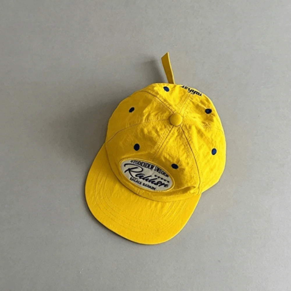 Breathable Quick-Drying Baseball Cap Embroidered Letters Sun Protection Lightweight Duckbill Cap Versatile Wear Flat Brim Qme Yellow