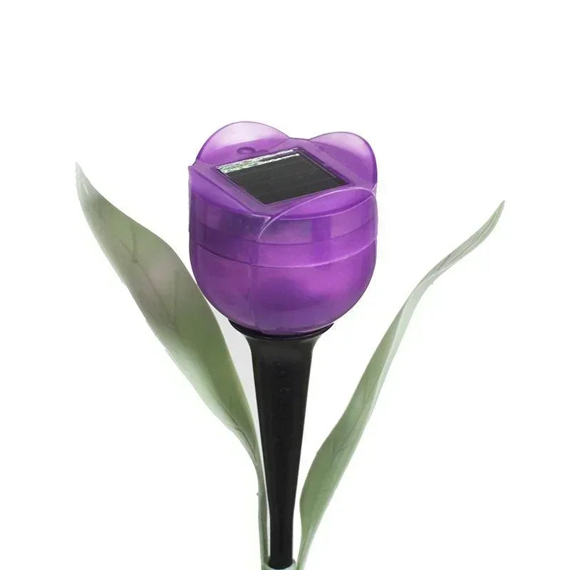 Garden Tulip Flower Shape LED Solar Powered Waterproof Tube Lawn Qme