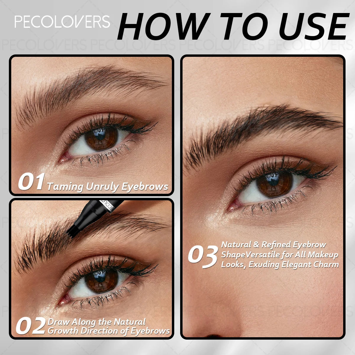 Four-pronged Liquid Eyebrow Pencil Fills Gaps Eyebrows Waterproof Qme
