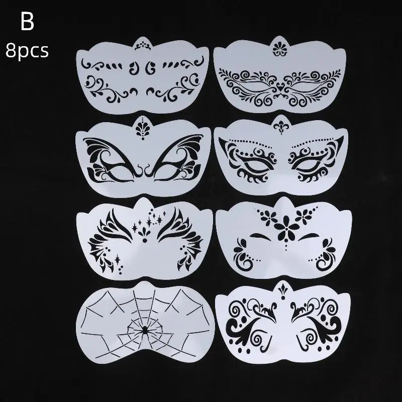 Face Paint Stencils Professional Body Art Templates Parties Makeup Qme 8Pcs B