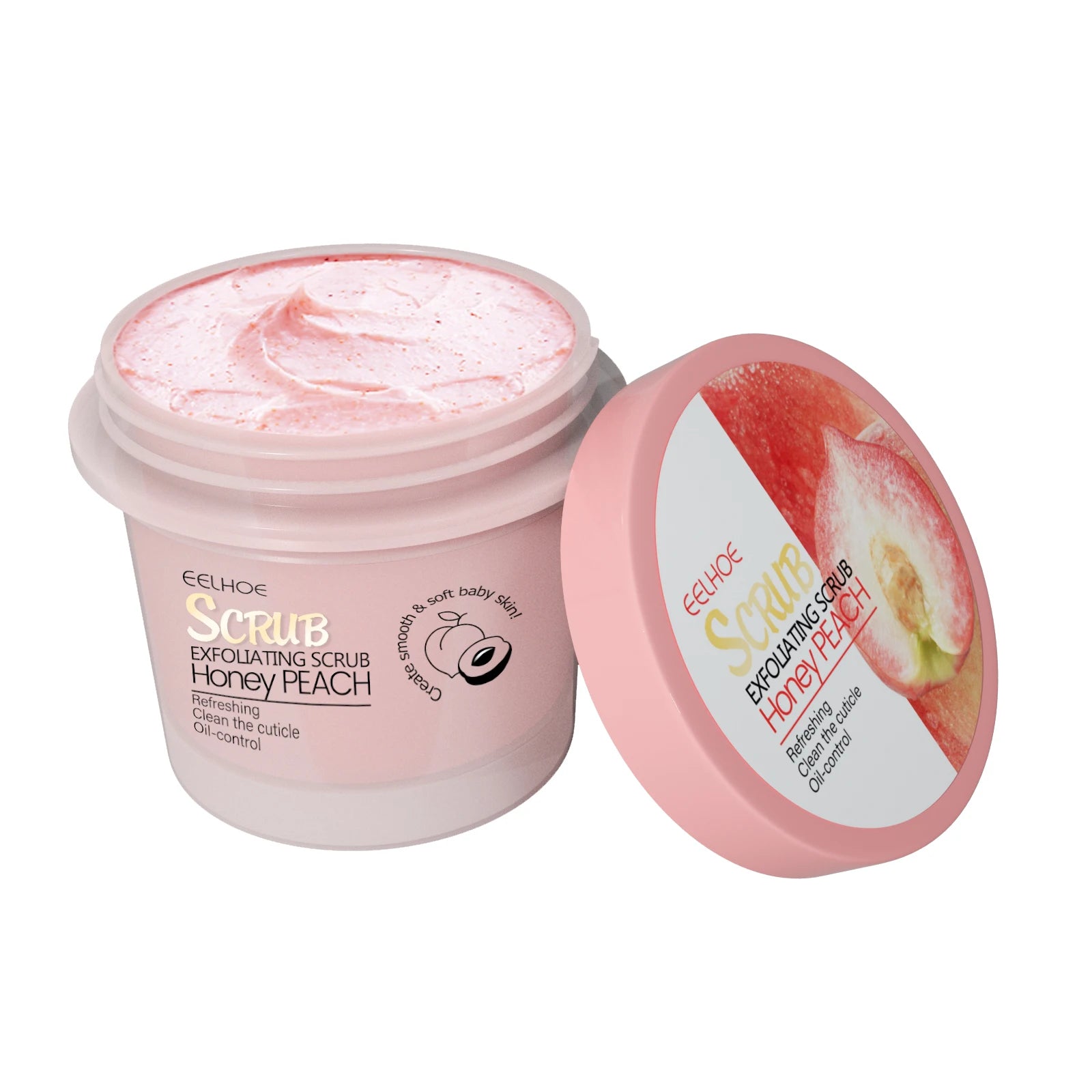 Honey Peach Body Scrub Cream Deeply Cleansing Exfoliating Scrub for Smooth & Glowing Skin Dead Skin Removal Moisturizing Qme 100g Boxed