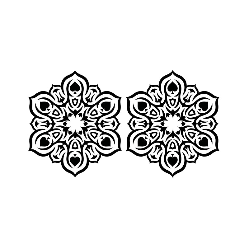 1-Pack Black-Tulip Symmetrical Temporary Tattoo Sexy Floral Bohemian Holiday Style Suitable for Fashionable Individuals Neck Cov Qme