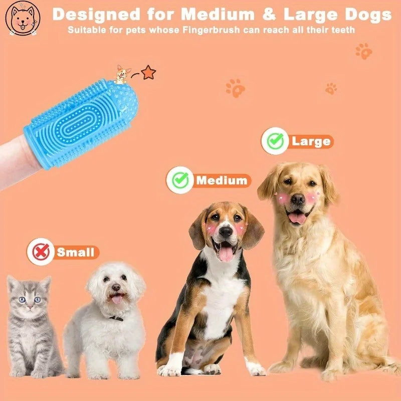 4-piece dog toothbrush set for dog teeth cleaning and care, suitable for cat and dog teeth cleaning and care Qme