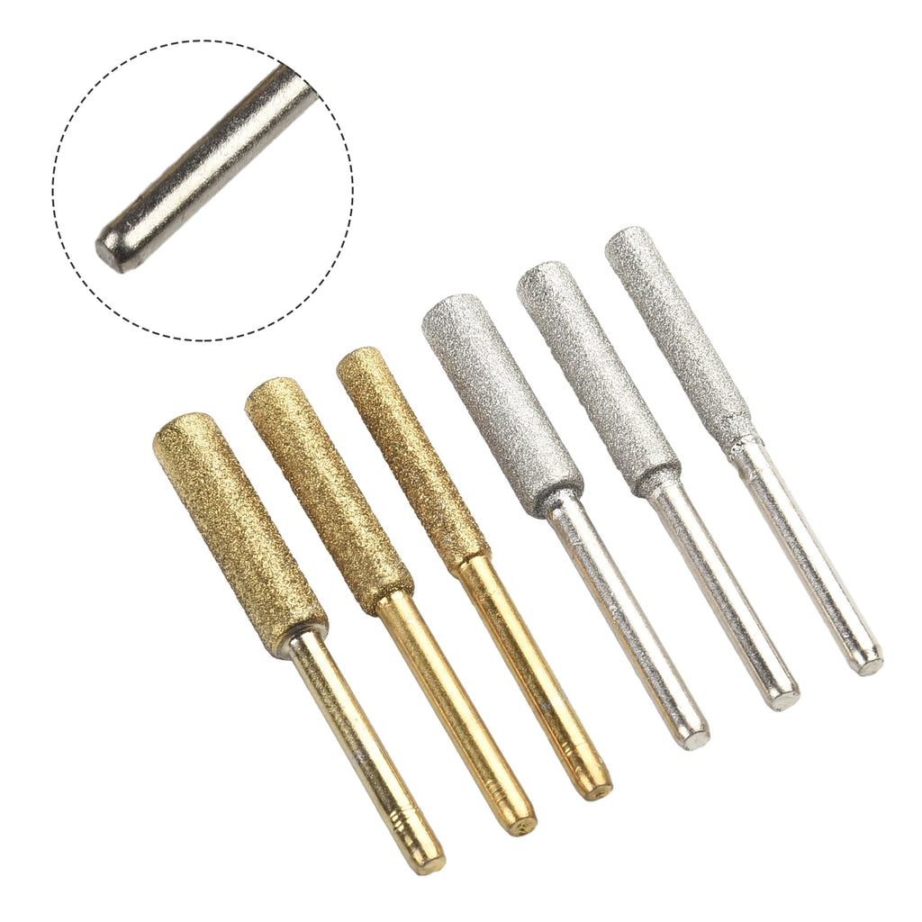 6PCS Set Coated Cylindrical Burr 4mm/4.8mm/5.5mm Chainsaw Stone File Abrasive Tools Chain Saw Sharpening Carving Grinding Tool Qme