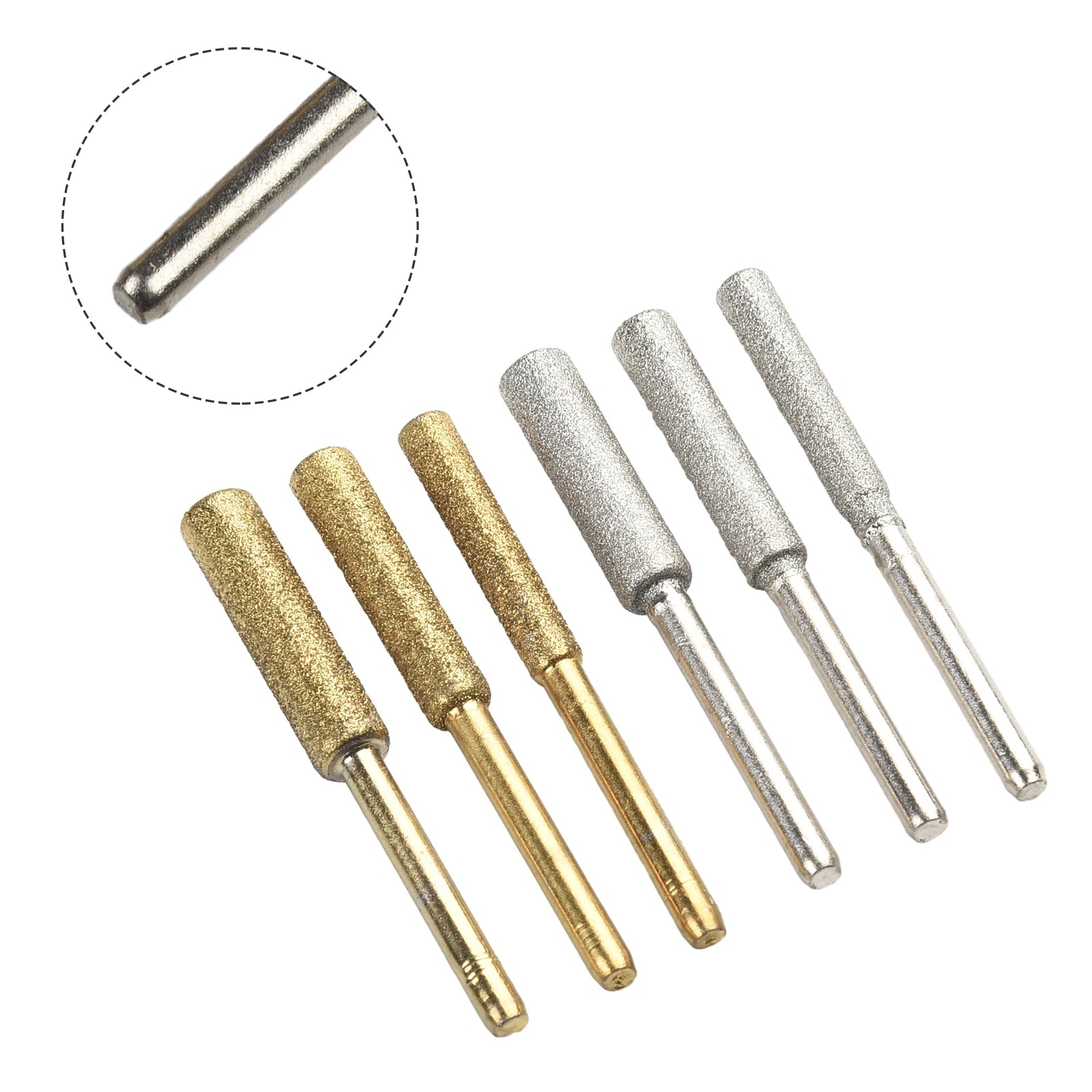 6PCS Set Coated Cylindrical Burr 4mm/4.8mm/5.5mm Chainsaw Stone File Abrasive Tools Chain Saw Sharpening Carving Grinding Tool Qme