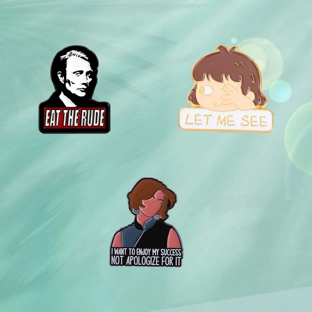 Hannibal Eat The Rude Enamel Pins Creative Character Couple Girl Let Me See Metal Badge Brooch Jewelry Gift For Children Friends Qme