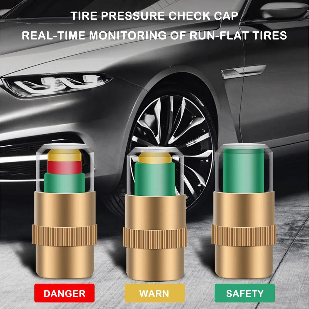 Cars Tire Air Pressure Monitor Alert 4Pcs/set Indicator Tire Valve Cap Gauge Car Accessories Car Tyre Pressure Gauge Caps Usefu Qme