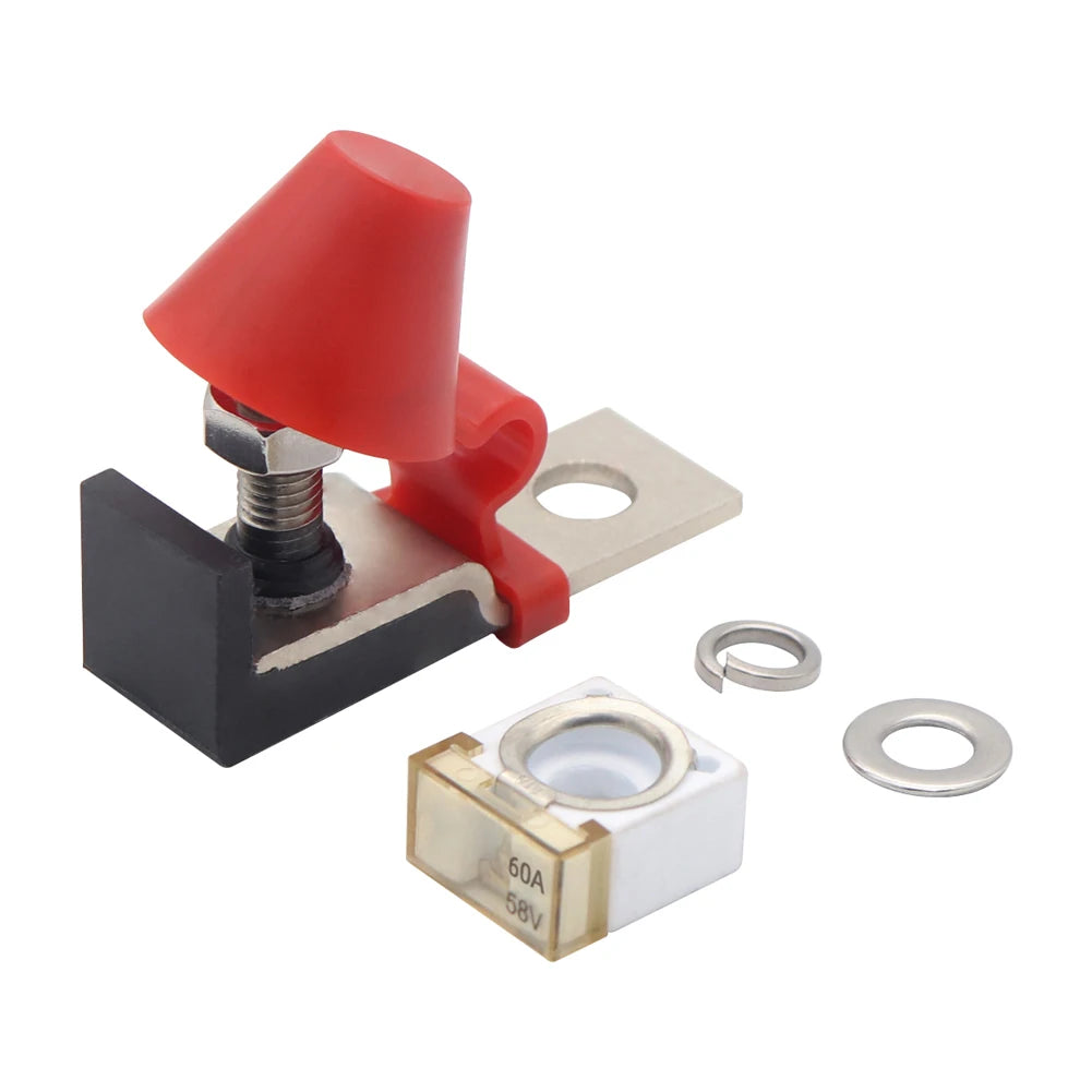Marine Rated Battery Fuse with 58V Ring Fuse Battery Terminal Holder Ignition Protection for Boat Truck for RV Cruise Ship Crane Qme