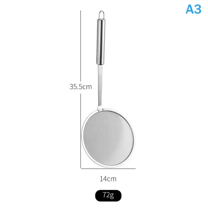 Fine Mesh Strainer Stainless Steel Metal Flat Colander Cooking Qme L
