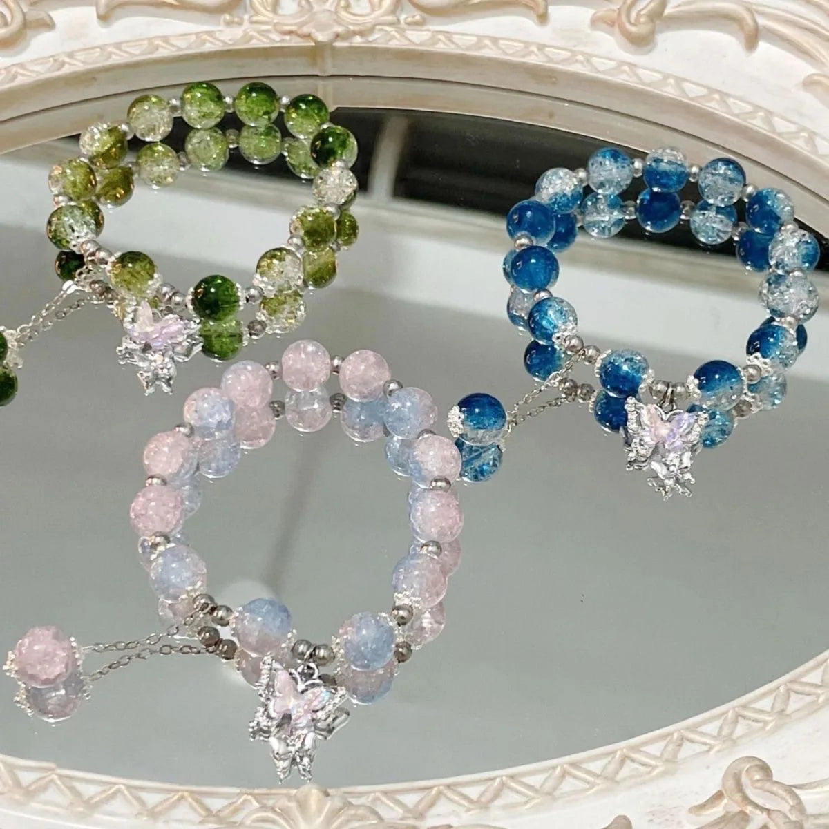 2 Pieces Simple Beads Resin Bracelets Jewelry Gifts for Women Inspired Beaded Bracelet DIY Same Style Statement Jewelry Bangles Qme