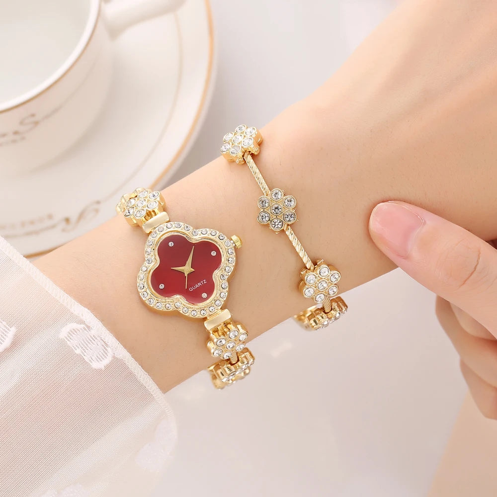 New Fashion Butterfly Strap with Diamond Set Round Women's Watch Simple Student Bracelet Watch Women's Quartz Watch Qme 3