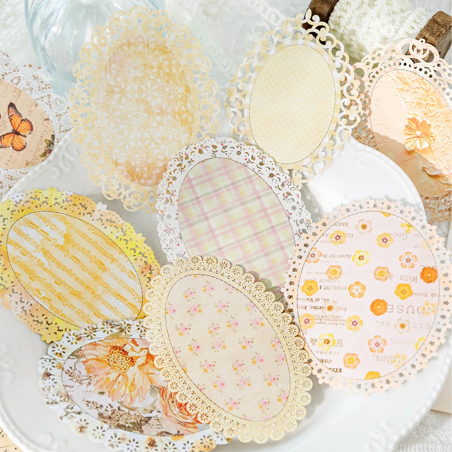 10 pcs Large size Hollow lace material paper DIY Scrapbooking Diary Album Creativity handmade Decorative Junk Journal Supplies Qme