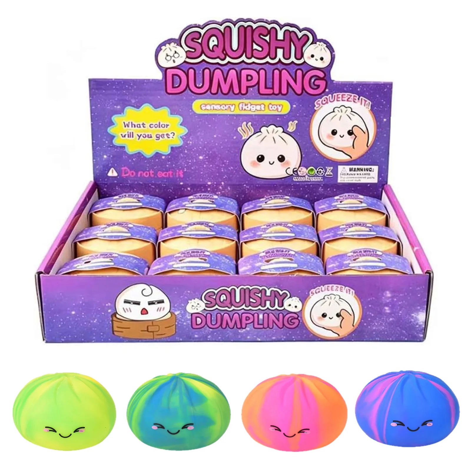 Mini Glitter Dumpling Squishy with Box Dumplings Sensory Squeeze Toy for Stress Relief Decompression Fidget Toy Random Color Qme 12PCS Color Random G
