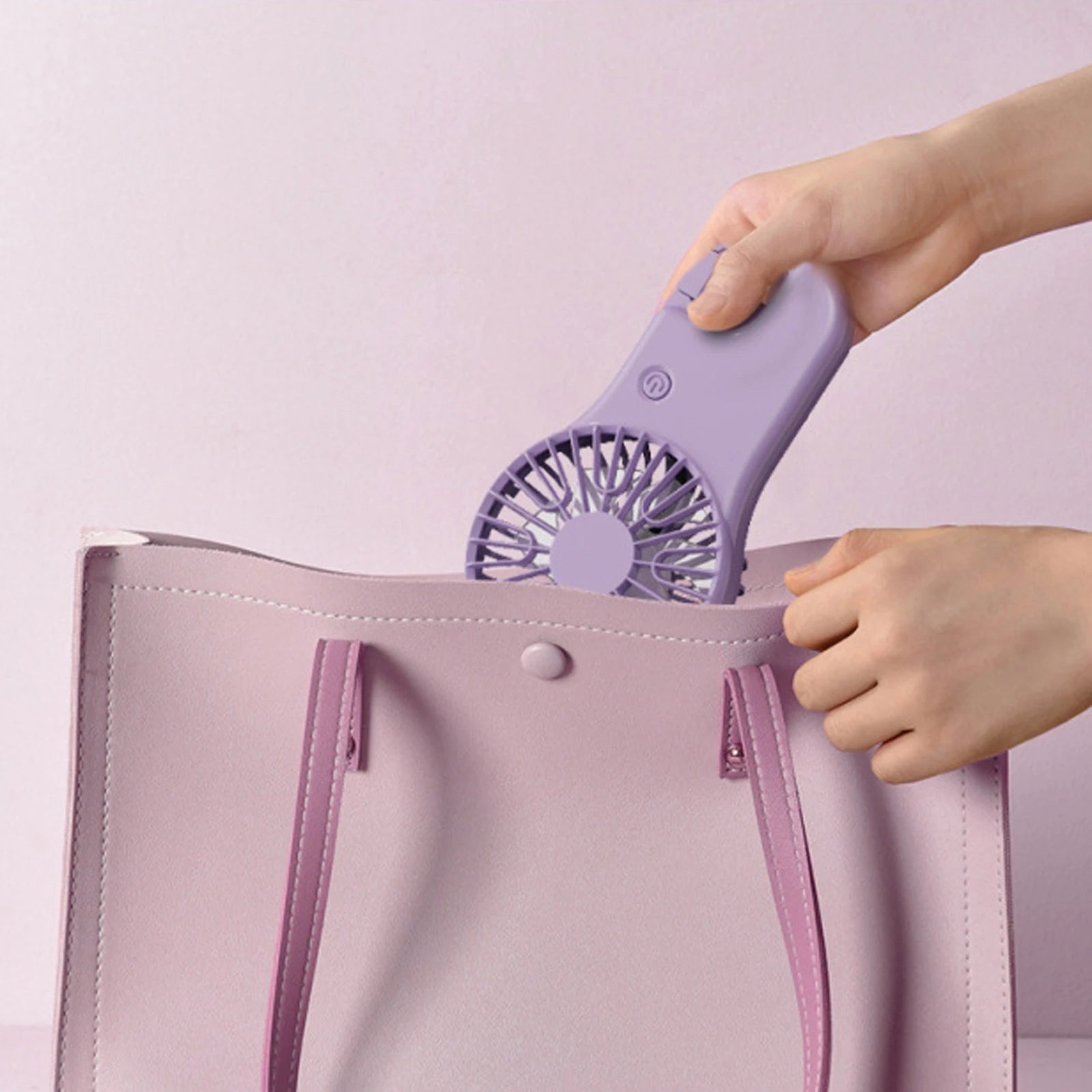 Portable Handheld Mini Fan Long Battery Life USB Rechargeable Fan with Hook Solid Color Outdoor Sports Climb Travel Summer Fan Qme