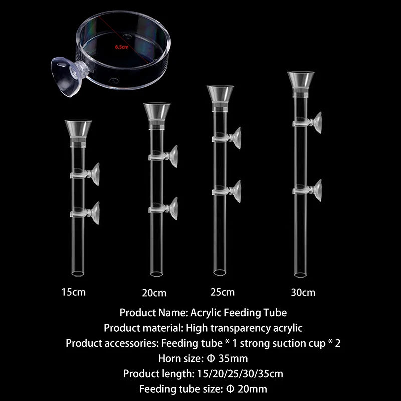 Aquarium Feeder Tube Dish Transparent Fish Tank Shrimp Snail Food Qme