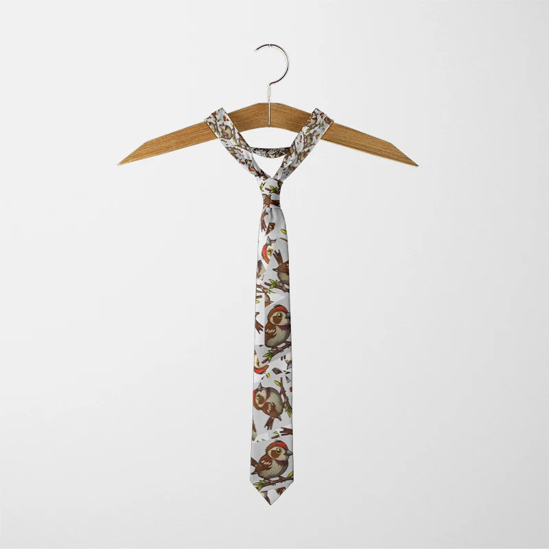 Funny Sparrow Print Tie Men Women Wide Casual Daily Business Shirt Qme