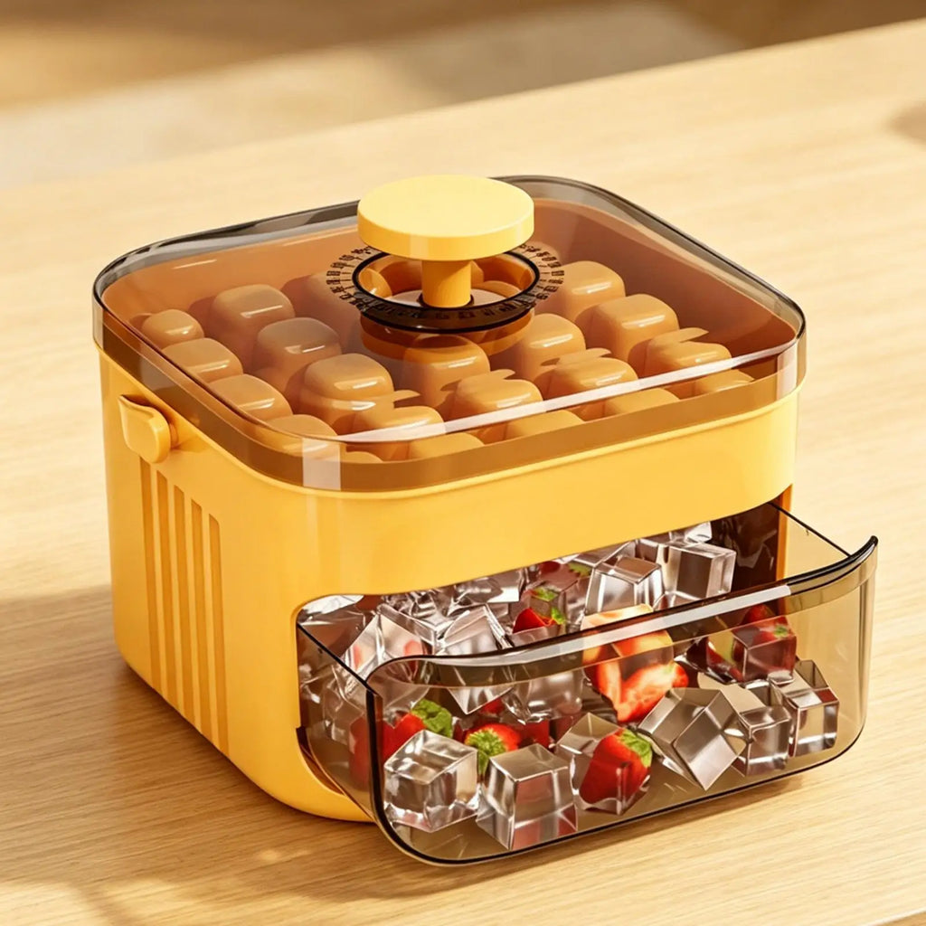 50 Grids Press Type Ice Cube Mold Double-layer Ice Cube Tray with Lid Reusable Ice Box Ice Making Tools Ice Storage Ice Machine Qme