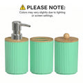 Bathoorm Accessories Set Modern Farmhouse Ribbed Bathroom Decor Set with Liquid Soap Dispenser Toothbrush Holder Cotton Swab Jar Qme set of 3