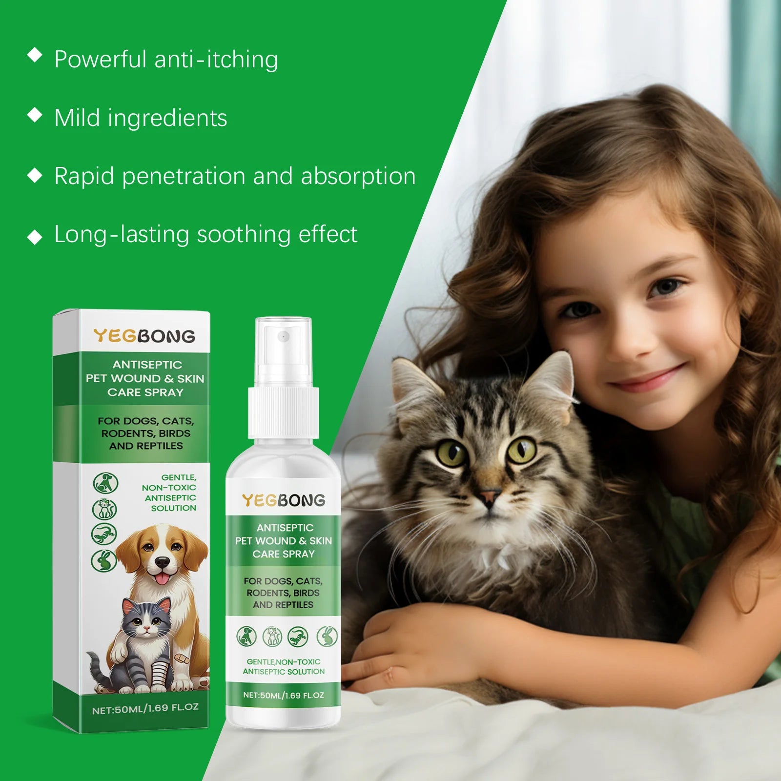 Pet Skin Care Spray Relieving Itching Reduce Redness Repairing Dryness Skin Long Lasting Moisturizing Pet Wound Skin Care Spray Qme