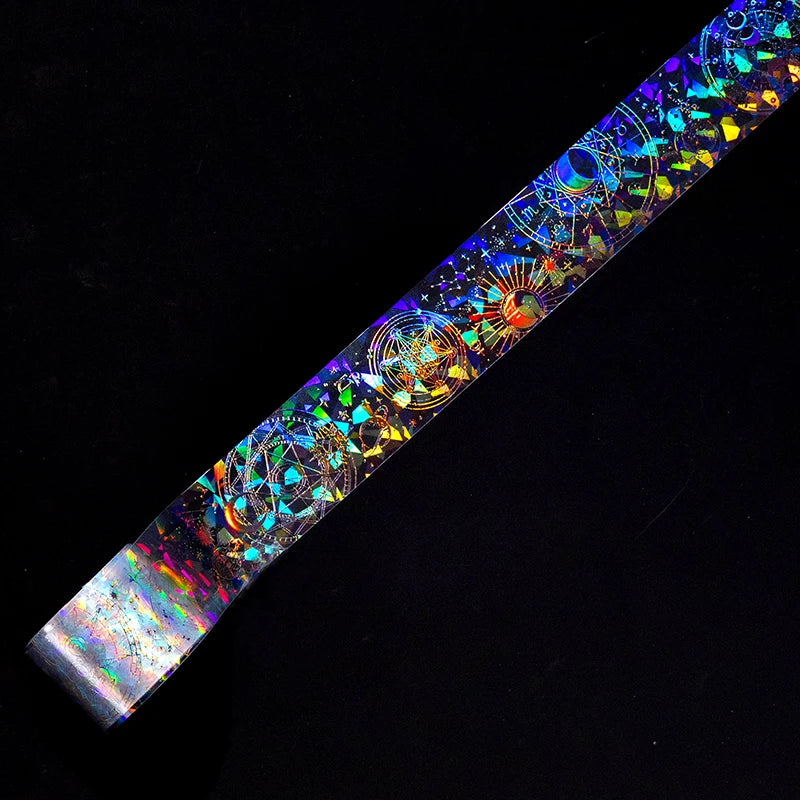 3cm*2M Laser Reflective Transparent Stickers Cool Diy Decorative Labels Scrapbooking Collage Material Diary Stationery Tape Qme E