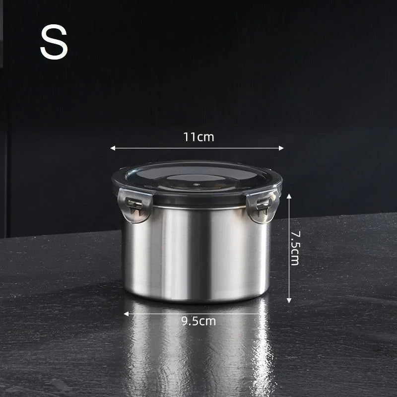 Storage Jars 500/900/1400ml Stainless Steel Sealed Container Jar Kitchen Barrel Organizer For Fresh Grain Vegetable Coffee Qme S
