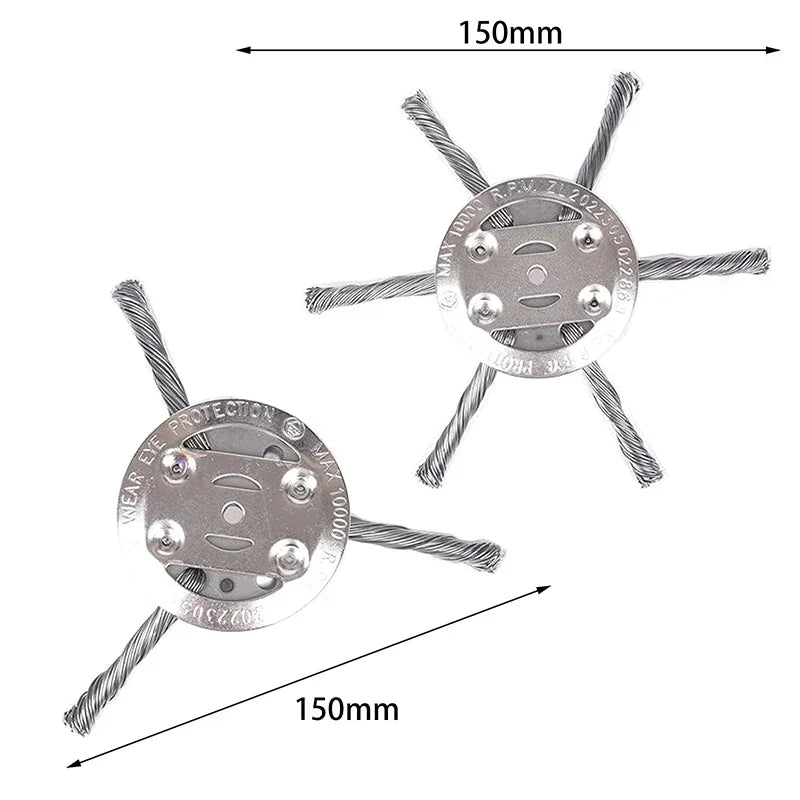 6Inch Steel Wire Grass Trimmer Head - Universal Brush Cutter Steel Head For Lawn Mower Edging - Replacement Trimmer Blade Qme