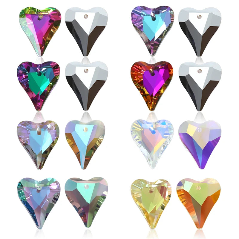 12Pcs Crystal 6240 Wild Heart Pendant Glass Austria Loose Beads Charms Rhinestones for DIY Earring Necklace Jewelry Accessories Qme