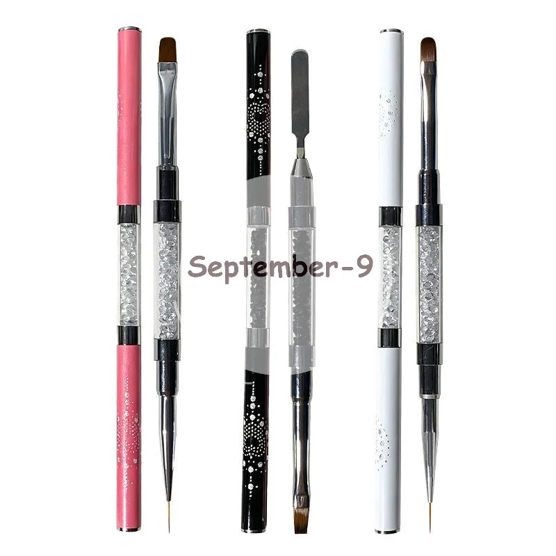 Crystal Nail Art Liner Brush Dual Head Painting Pen Lightweight Qme