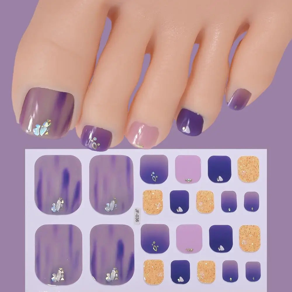22tips Sheet Glitter Toenail Stickers Glittering Full Wraps Summer Qme F