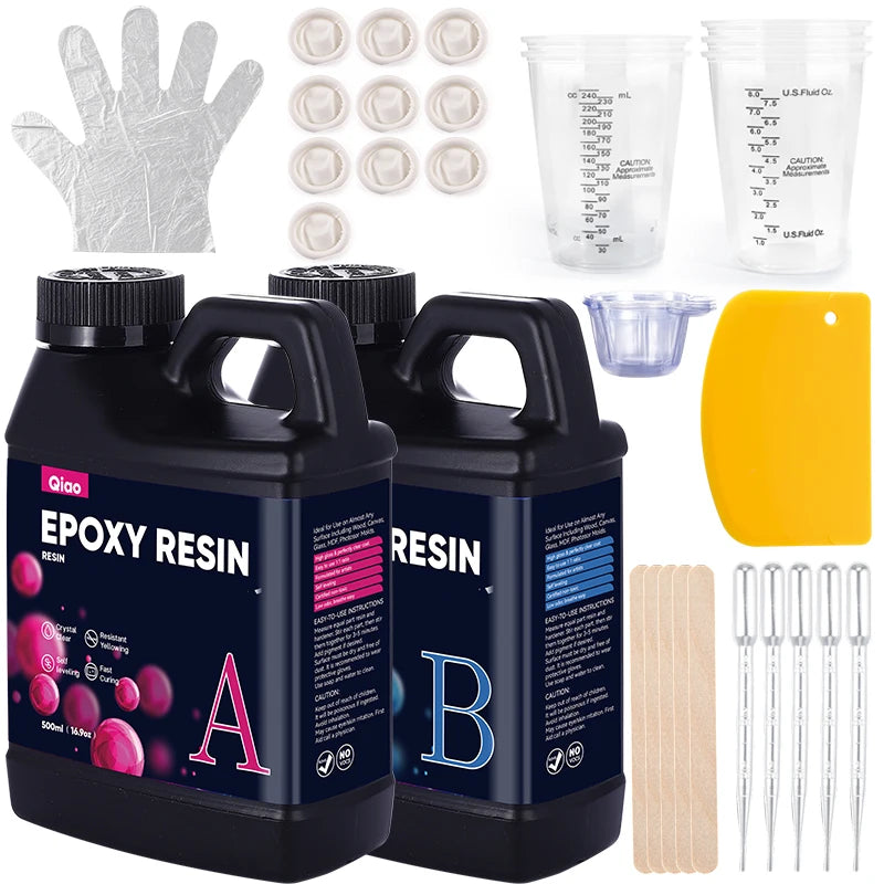 1:1 Crystal Clear Epoxy Resin Kit – Fast Cure, Heat Resistant for Art, Jewelry, Wood Table Tops & DIY Coating Projects Qme