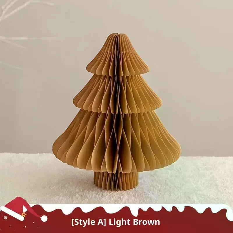Christmas Tree Ornament 3D Honeycomb Ball Folding Paper Xmas Tree Desktop Hanging Xmas Decor Qme