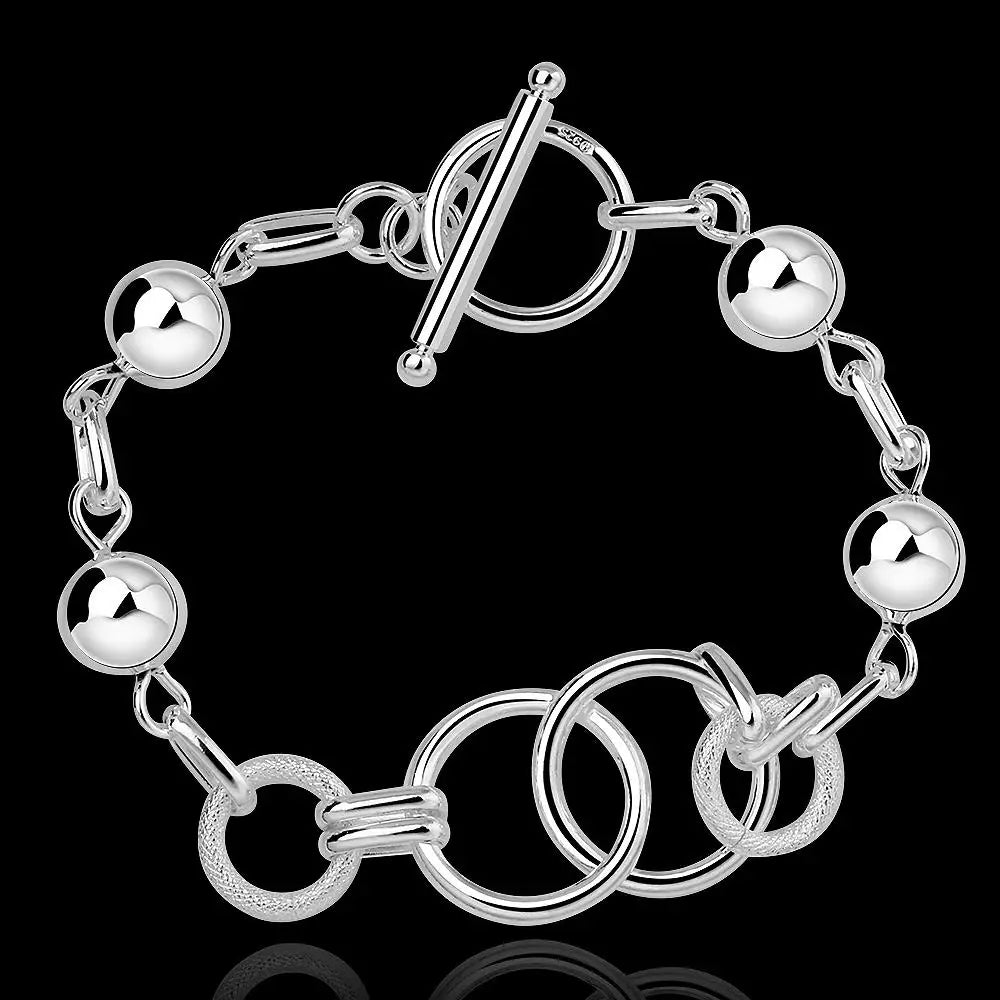 Hot New 925 Sterling Silver Bracelets Women Wild Creative Circle Beads Chain Fashion Lady Wedding Party Christmas Gifts Jewelry Qme