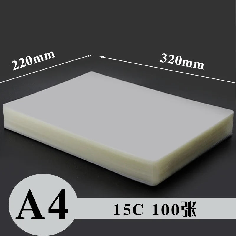 A4 A3 Thermal Laminating Sheets Waterproof Clear Transparent Laminator Film for Photos Documents Cards Protection 80-150mic Qme A4 15C
