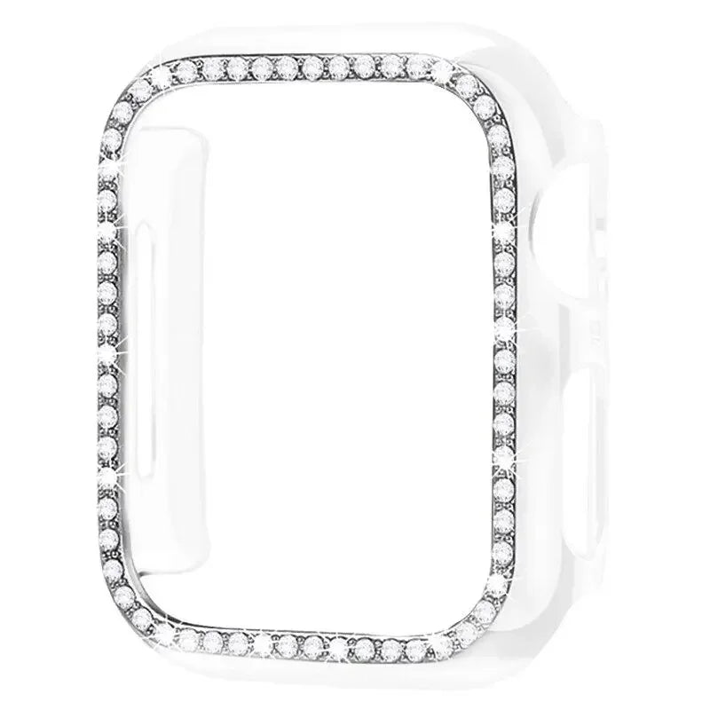 Diamond Case For Apple Watch Cover 9 8 7 41mm 45mm 44mm 40mm Bling Bumper Protector Shell For iWatch Series 8 3 4 5 6 SE Qme Transparent A 41mm