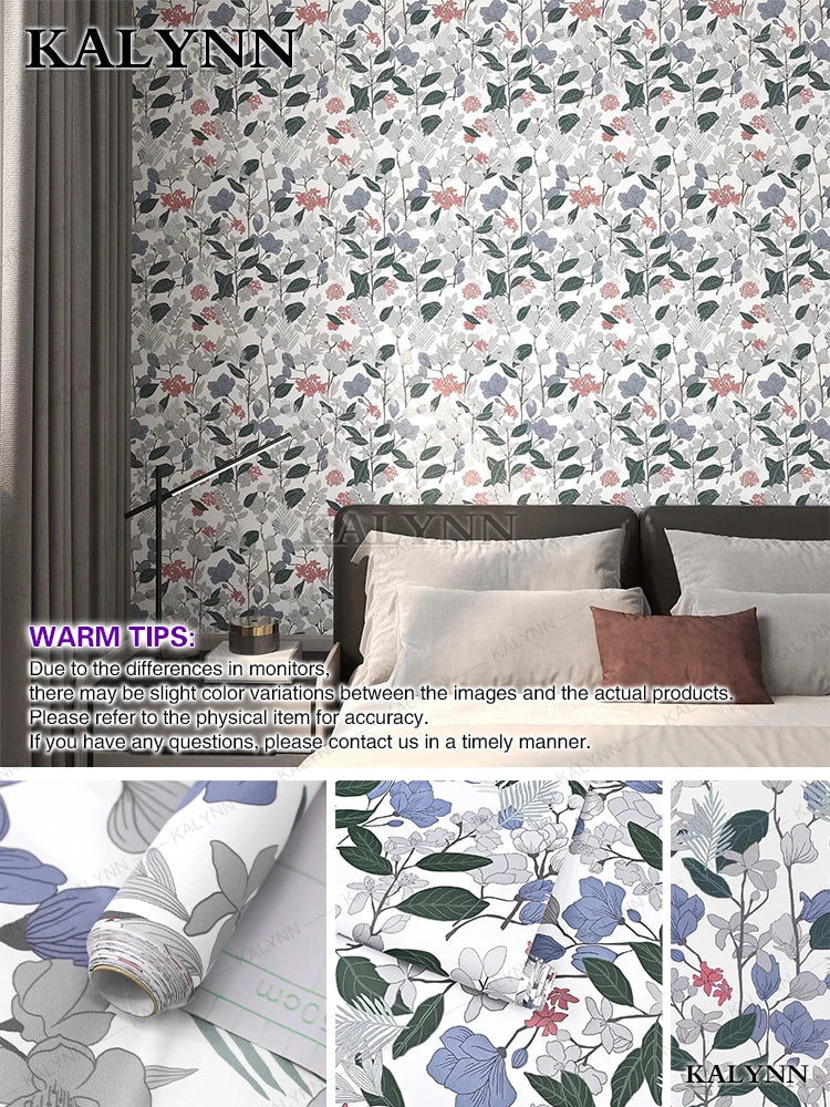 Floral Wall Stickers Self Adhesive Removable Wallpaper Vinyl Contact Qme Purple Green Floral 16FTx17in(5mx45cm)