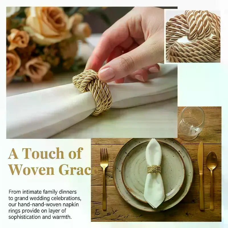 Circle Woven Rope Napkin Ring Christmas Decoration Solid Color Napkin Buckle Restaurant Bar Wedding Home Table Accessories Qme