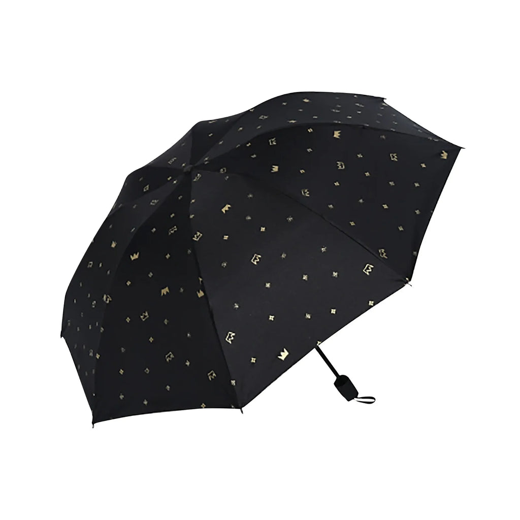 Black Automatic Umbrella for Rain and Sunny Day Thick Durable UV Resistant Folding Design for Sun Protection Outdoor Necessities Qme