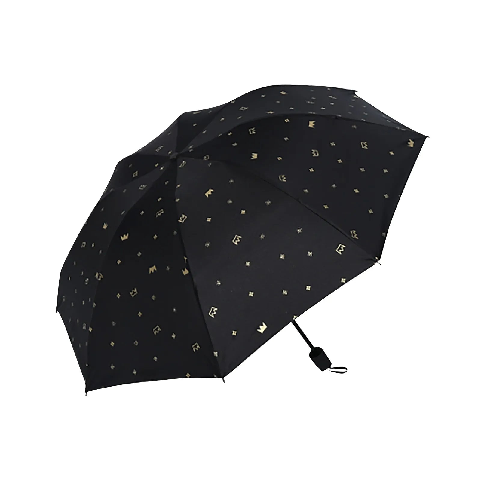 Black Automatic Umbrella for Rain and Sunny Day Thick Durable UV Resistant Folding Design for Sun Protection Outdoor Necessities Qme