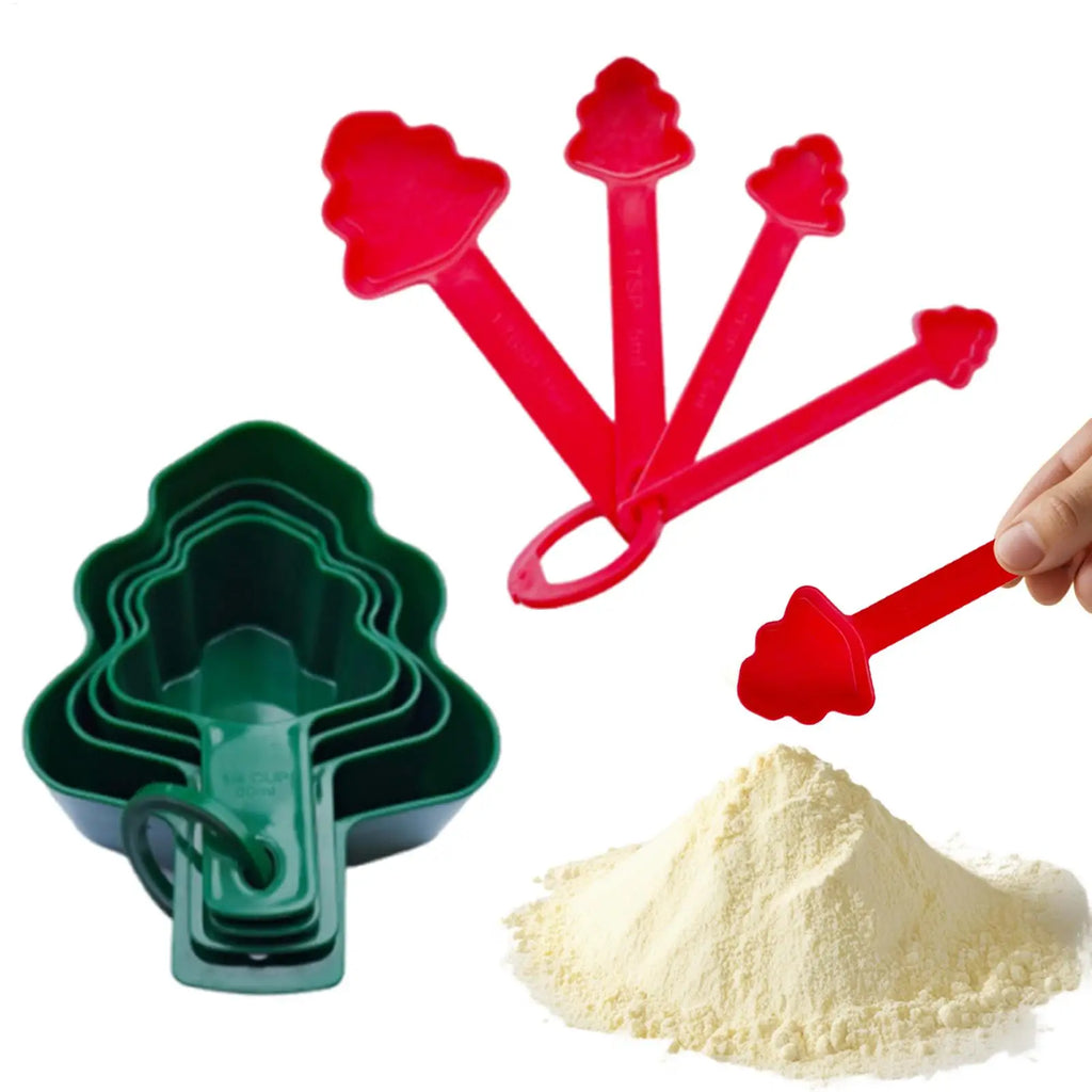 8pcs measuring spoon Christmas tree shaped measuring spoon measuring cup baking small tool for Home Cooking Qme